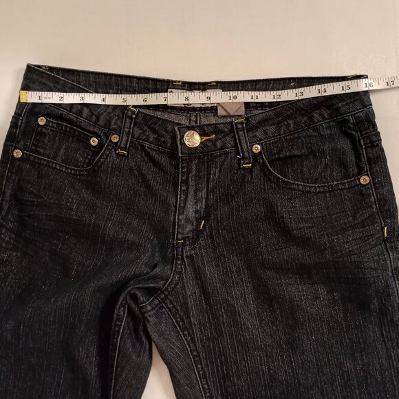 Y2K Crest Low Rise Jeans Gold Sparkle Threaded Denim & Detail Juniors Size 9/10 - Picture 9 of 13